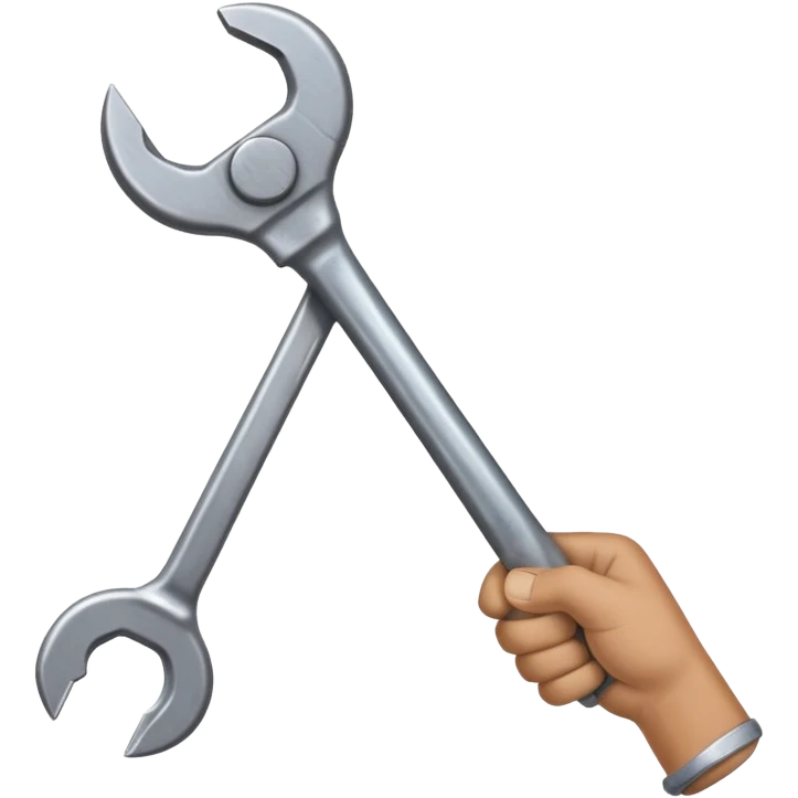 A man's hand holds a wrench emoji