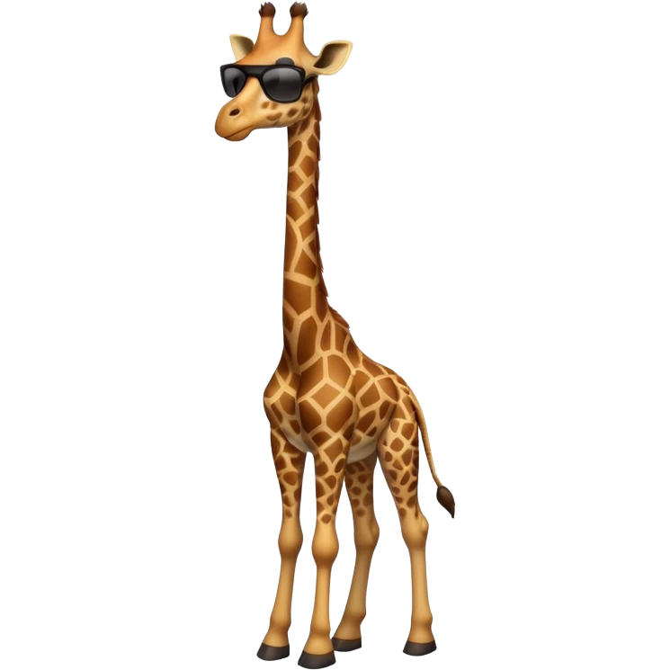 friendly anthropomorphised giraffe in casual clothing with a different color, wearing dark sunglasses, walking upright in standard pose emoji