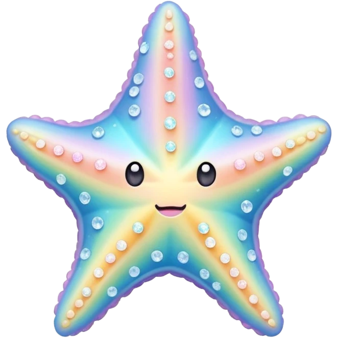 sea star, pastel rainbow, delicate sugar crystal effect, very cute, 3D, clean and uncluttered emoji