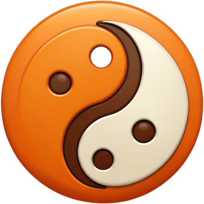 Orange and brown ying yang emoji