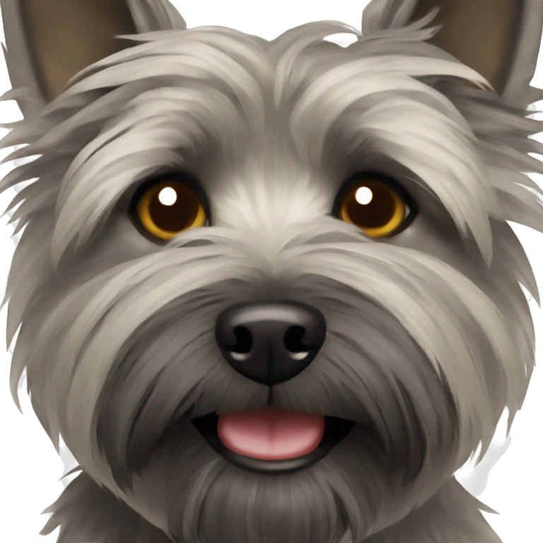Dark gray cairn terrier face emoji