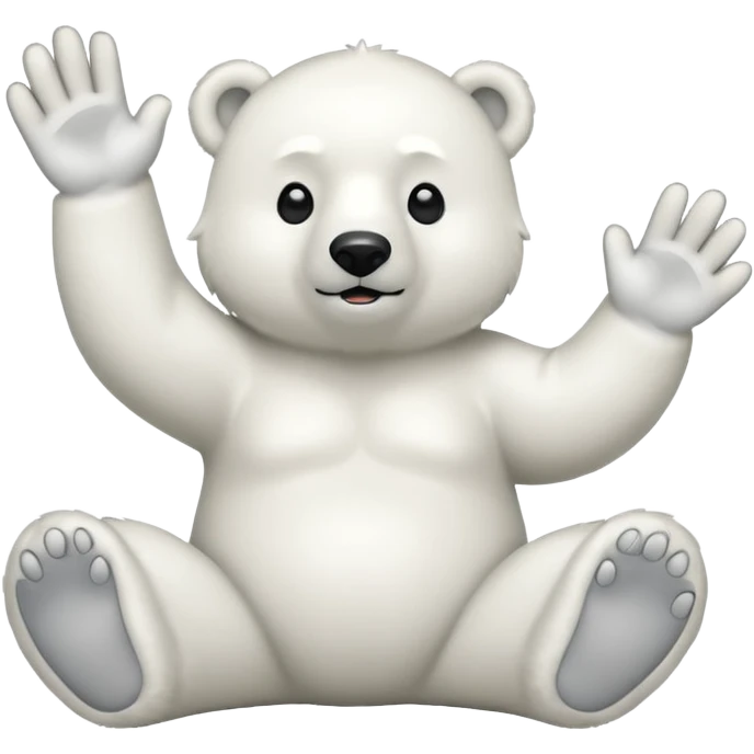 full body polar bear waving while sitting emoji
