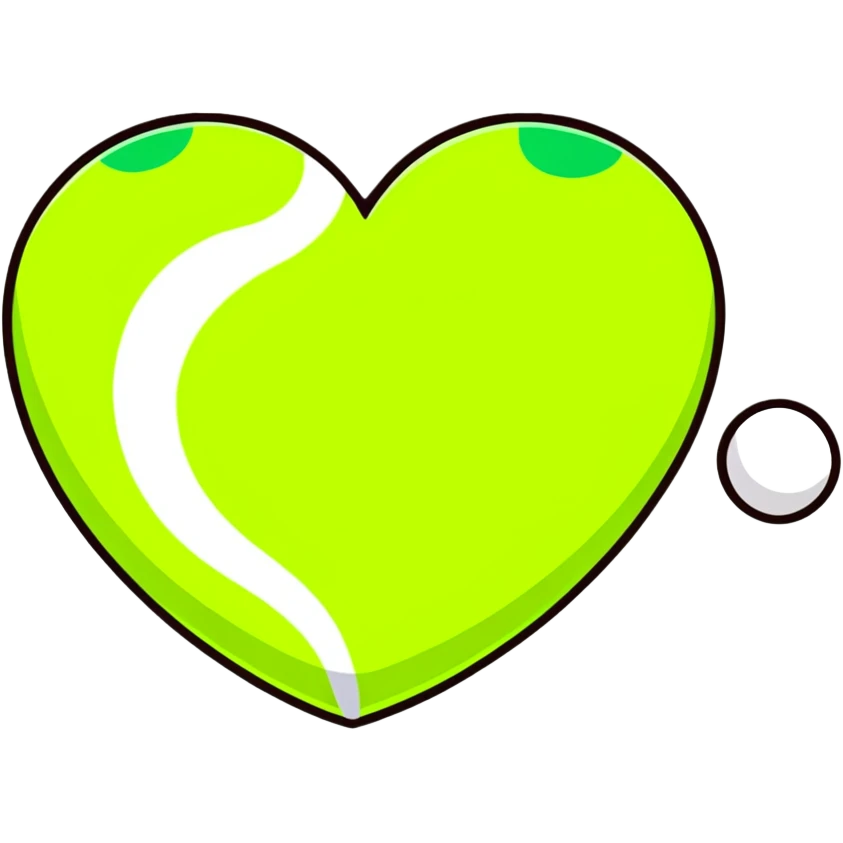 heart shape made with tennis ball material, green fuzzy felt with white curved lines emoji