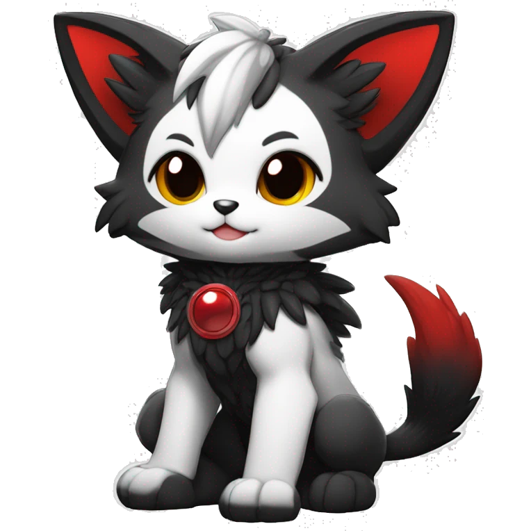 Anthro-Edgy-Cool-Dark-Black-White-Red-Contrast-Colors-Fantasy-Fur-Sona-Chibi-Shiny-Fakémon-Hybrid full body emoji