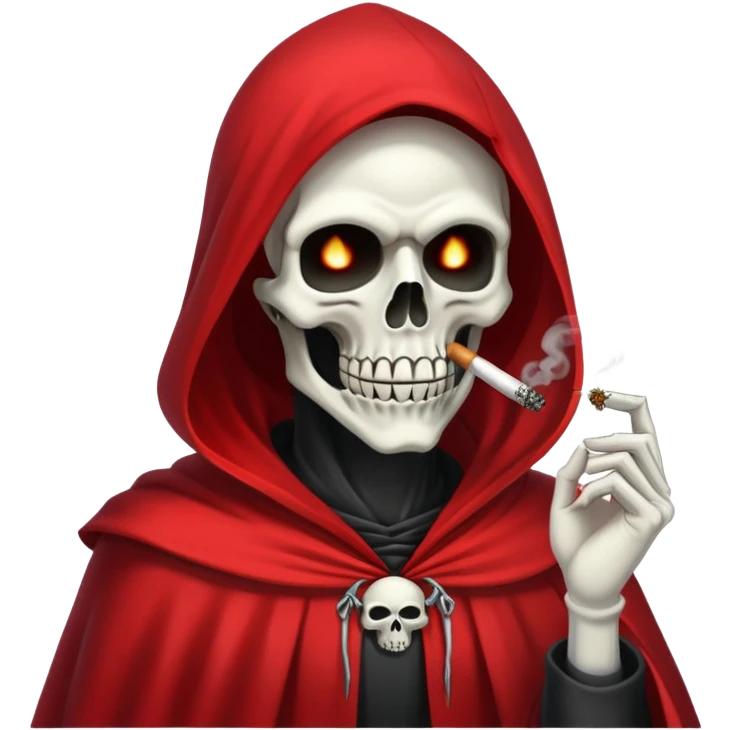 grim reaper in red cape smoking weed with loads of smoke emoji