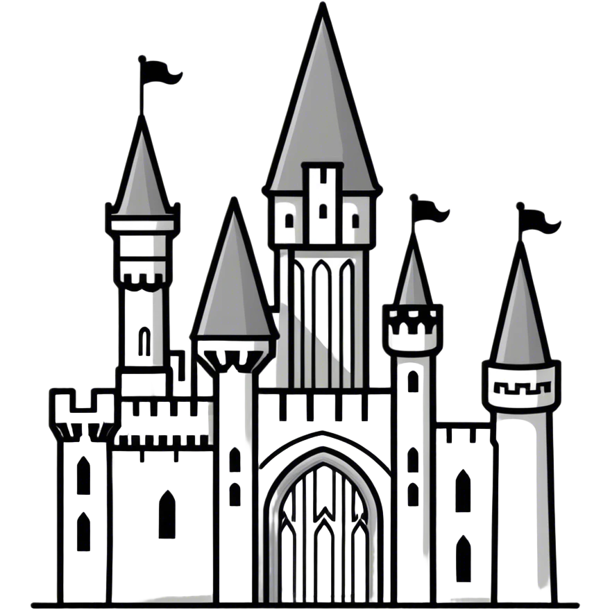 Hogwarts castle and magic wand emoji