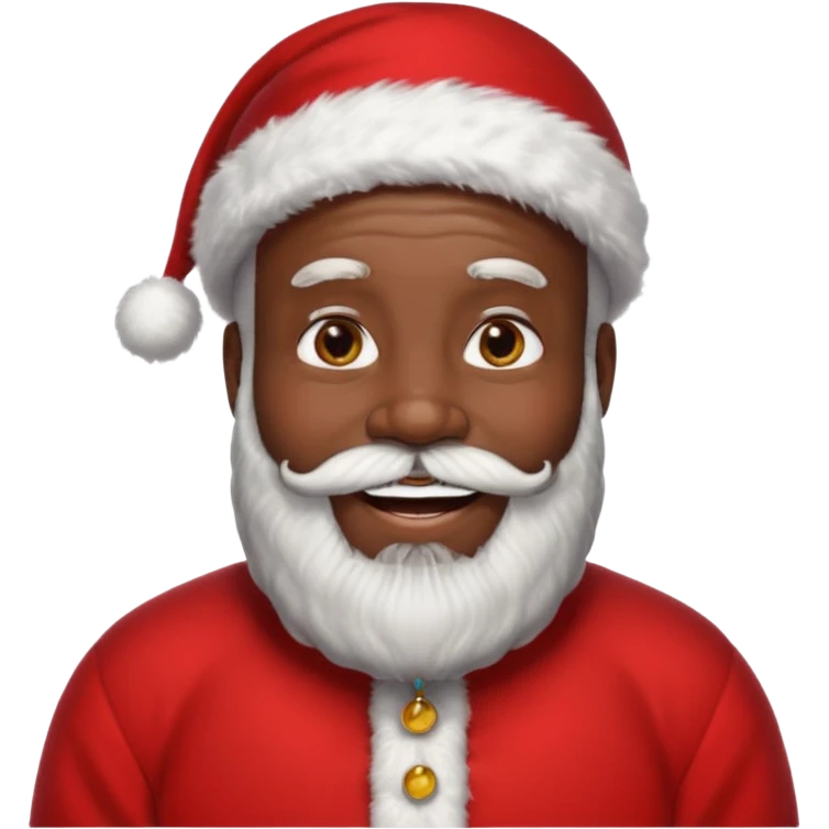 boneco negro vestido de papai Noel sorridente  emoji