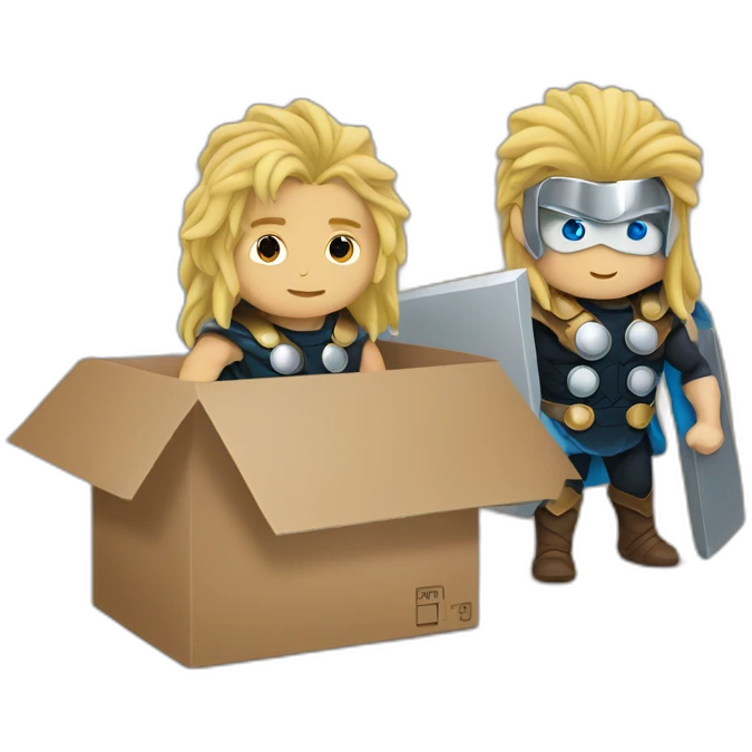 Thor and a computer in moving box emoji