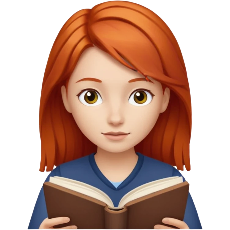 Руда дівчина читає книгу emoji
