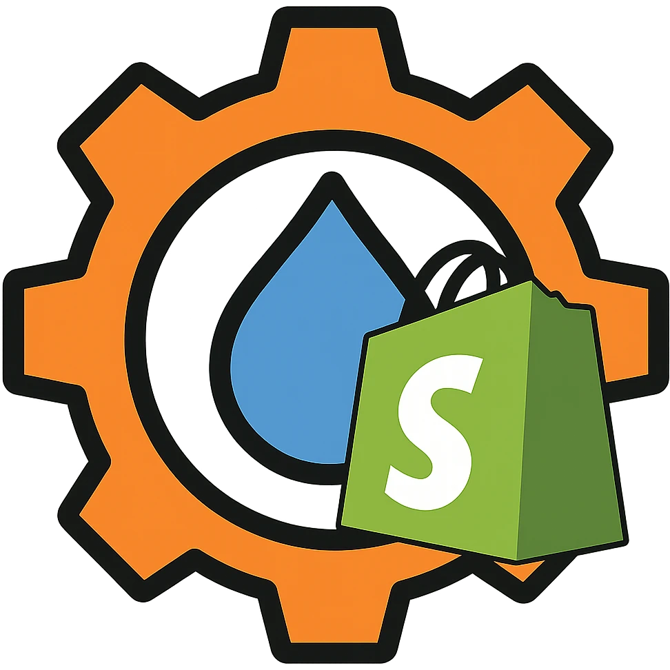 Add a Shopify bag icon to the logo, keeping the original style and colors, with a transparent background. The style of the logo should be preserved exactly as in the reference image. emoji