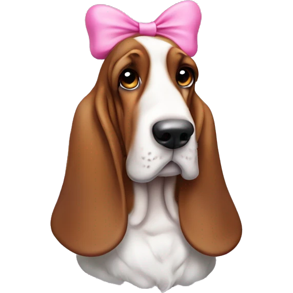 Basset hound with a pink bow on its head emoji