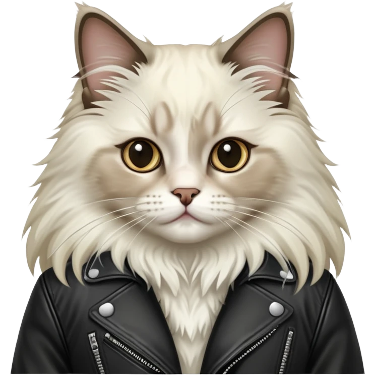 Ragdoll cat wearing a leather jacket  emoji