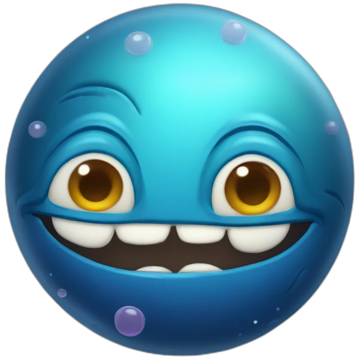 planet Neptune with a cartoon sleepy snail face emoji