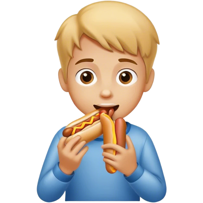 Kid eating a dog emoji