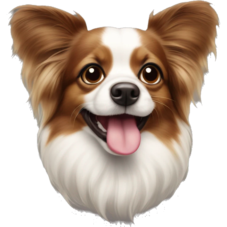 A papillon dog with it’s tongue out emoji