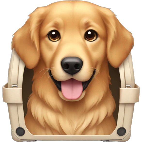 female golden retriever inside a carrier emoji