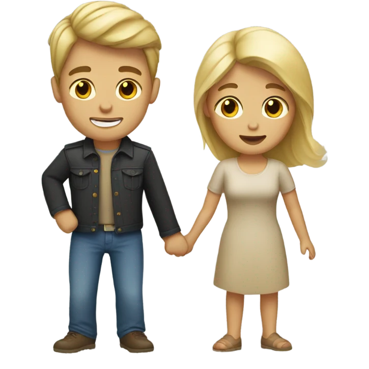 Couple with a blonde woman and brown hair boy emoji