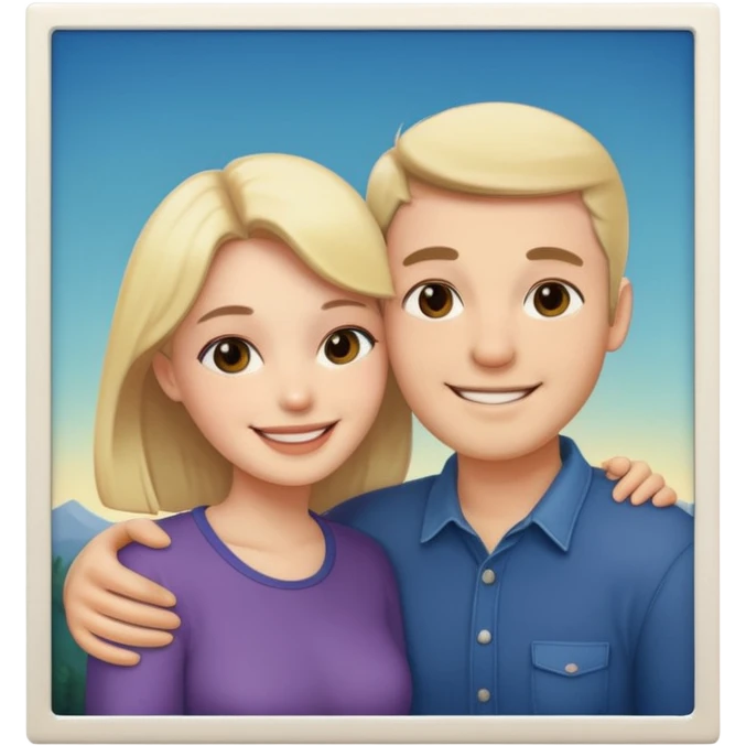 Couple hugs polaroid photo emoji