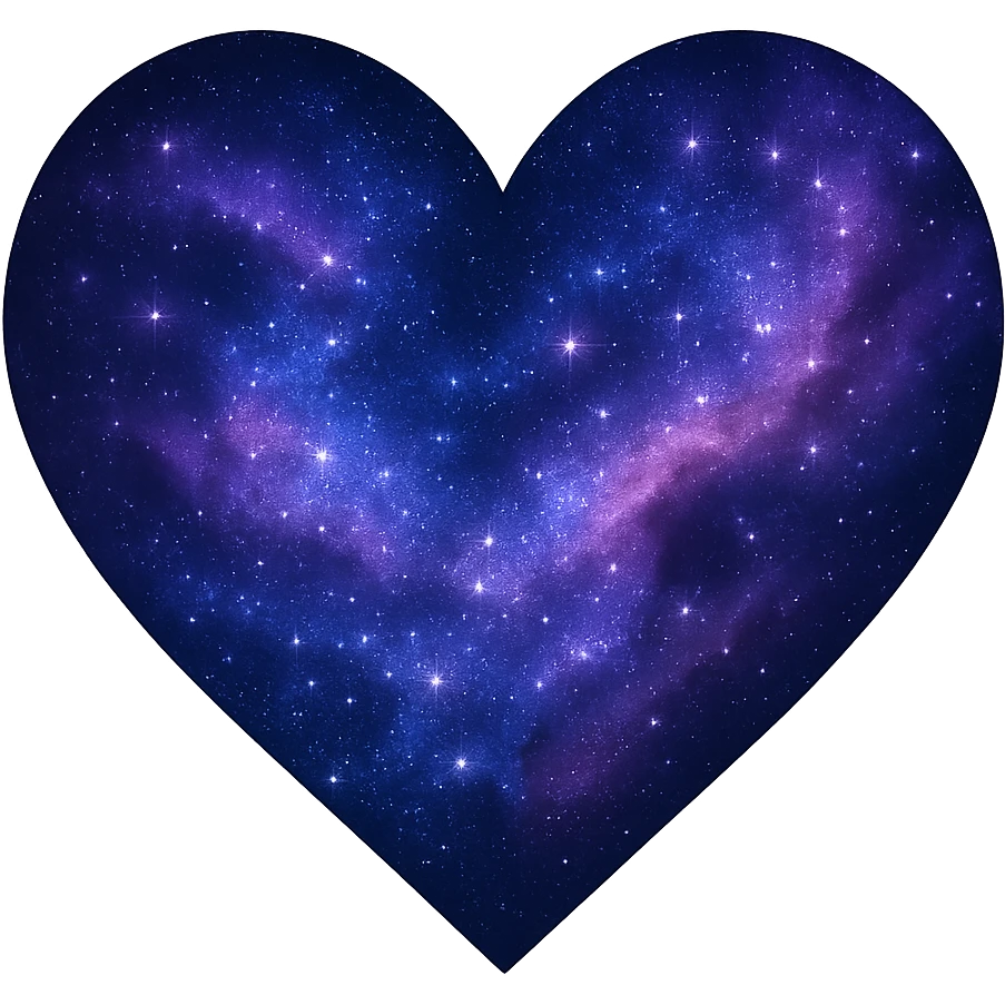 heart with swirling galaxy dust, digital illustration, no background emoji