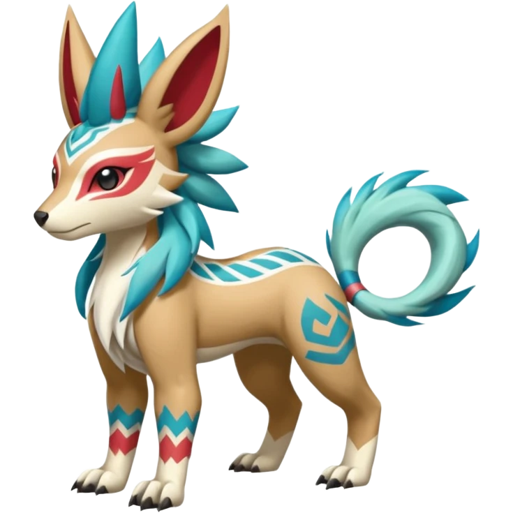  Tropical Tiny Marked Patterned Tribal WereGarurumon-Suicune-Linoone-Meloetta-Zangoose-fusion-hybrid-creature (full body) emoji
