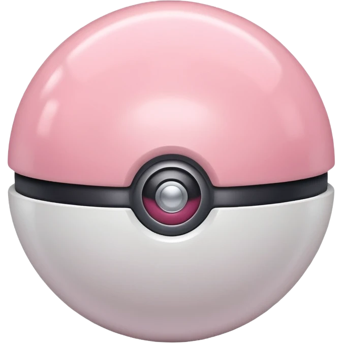 Pokémon ball with the red part replaced by light pink emoji