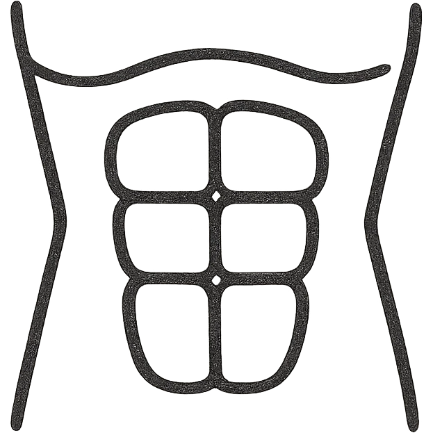 six pack abs as an icon, abstracted, geometric shapes, recognizable abdominal muscles emoji