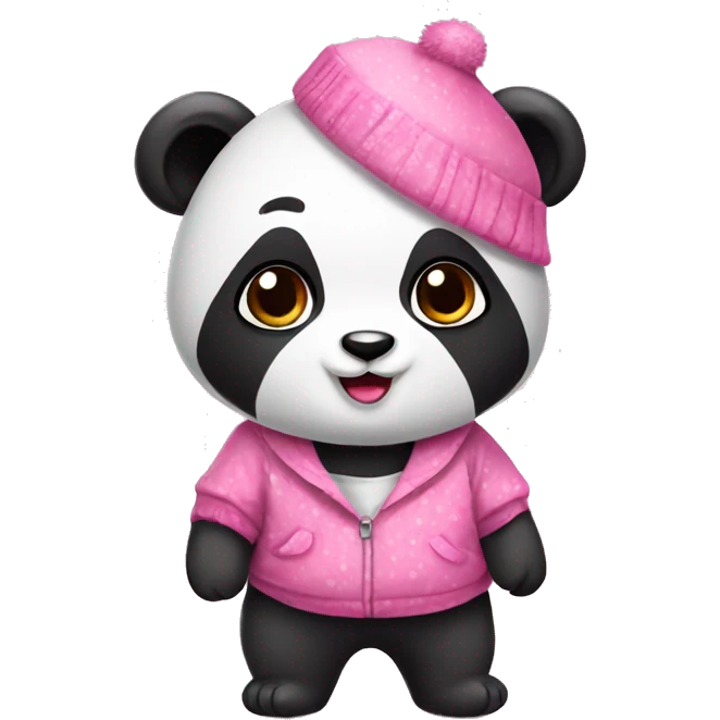 Panda in cute outfit pink emoji