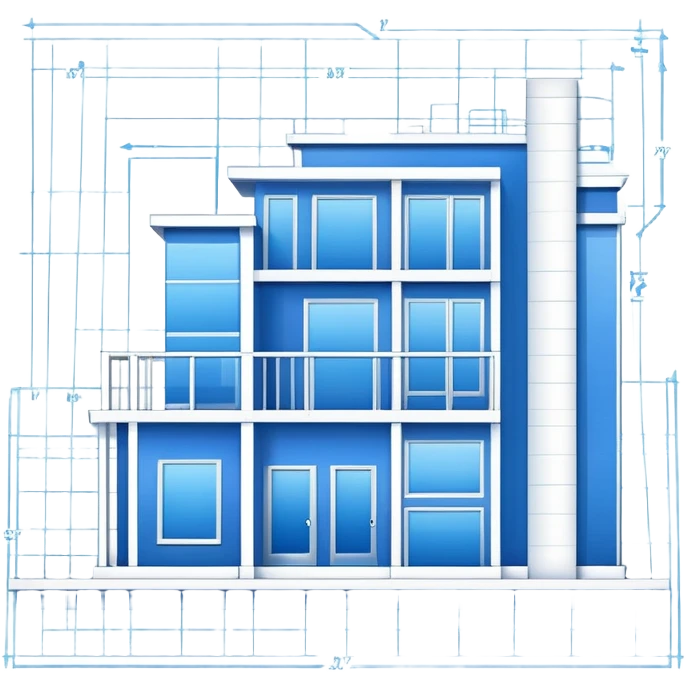 blue blueprint plan with crisp white architectural lines emoji