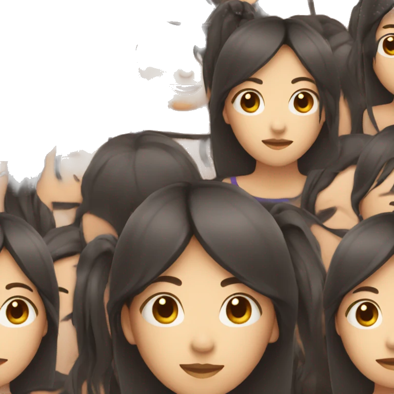 Asian girl with dark brown layered hair emoji