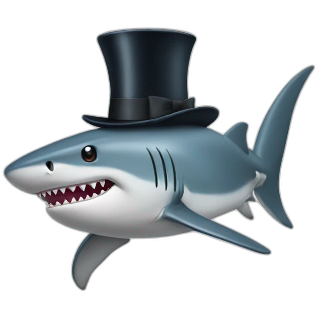 Shark with a top hat emoji