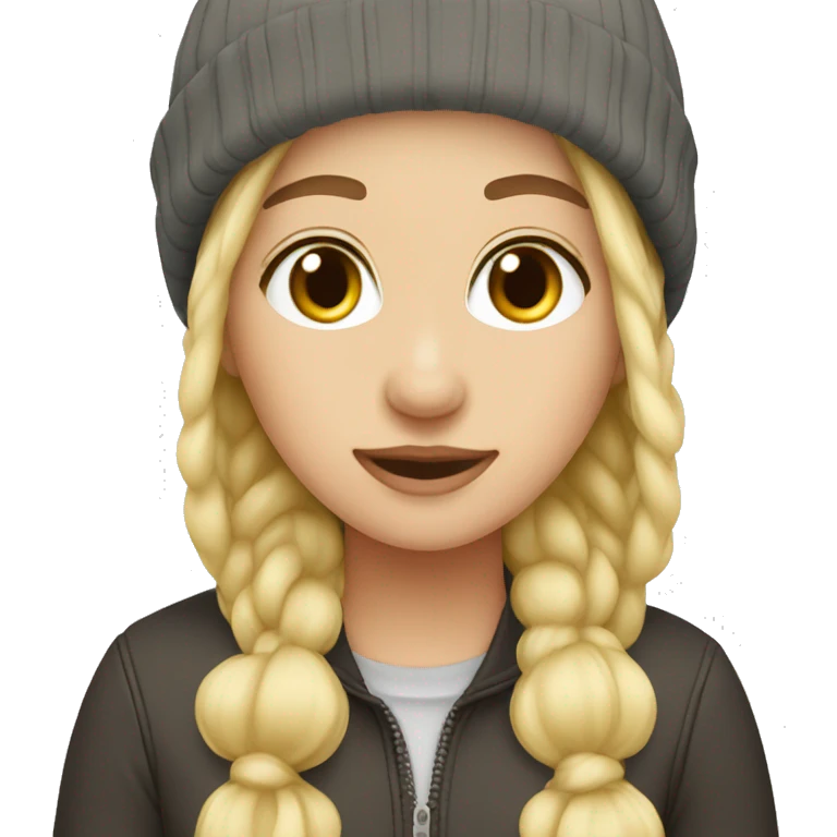 Girl blonde earflap hat emoji