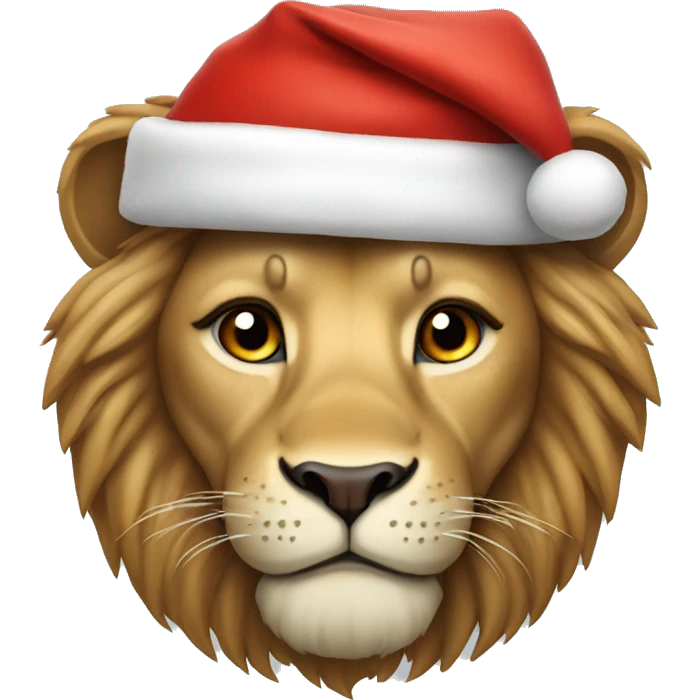 lion in santa claus hat emoji