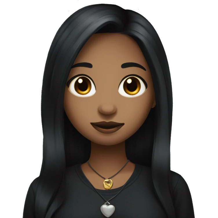 A long black hair girl with a black hoop nose piercing that is wearing a black longsleeved bluse emoji