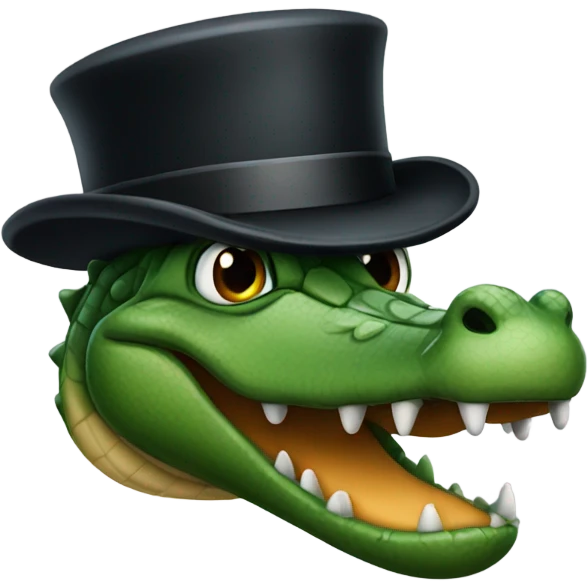 Alligator with top hat emoji