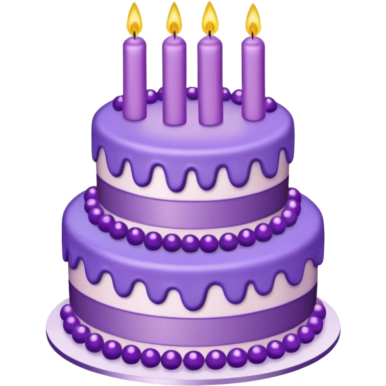Purple birthday cake with sparkling candles emoji