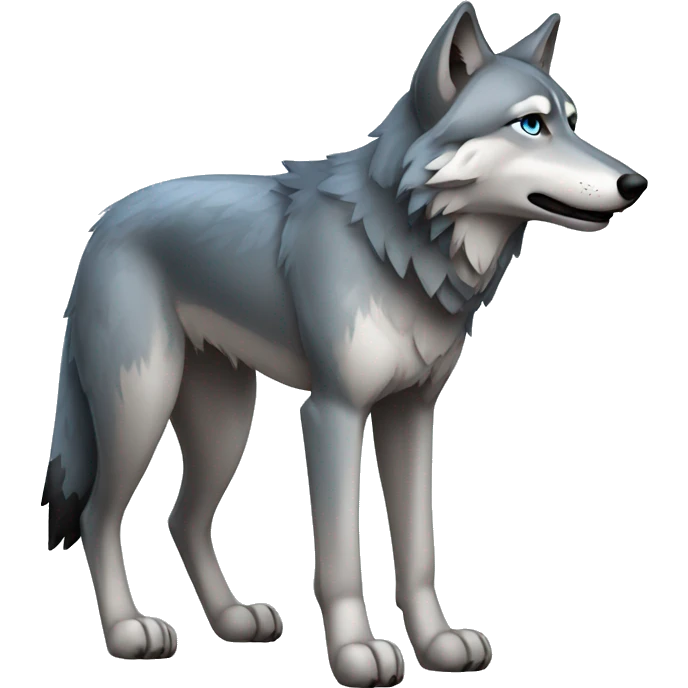 Grey wolf with black points. and blue eyes. full body emoji
