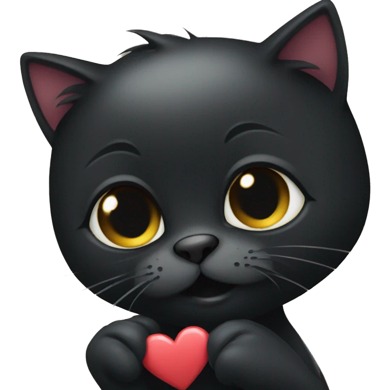 Black cat making a heart  emoji