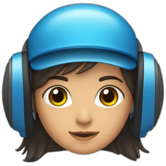 Fille brune avec un casque bleu emoji