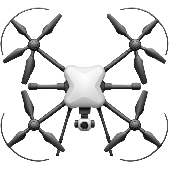 Hexacopter icon, top-down view, symmetrical 6-arm drone, minimalistic thin line art, flat design, isolated on white. emoji