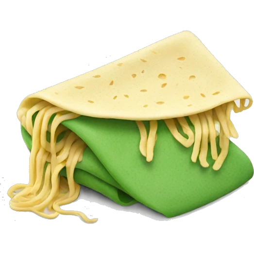 Green crepe with noodles inside  emoji