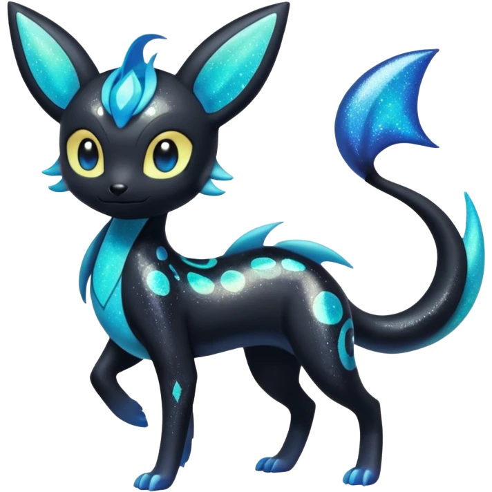 Bioluminescent Nigthly Glittery Shiny Starry Meloetta-Dewott-Salandit-Umbreon-Pokémon-Fakémon-fusion-hybrid-creature emoji