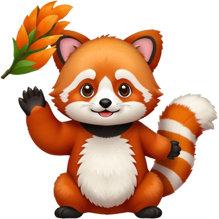 Red Panda 2d bye bye cute anime style emoji