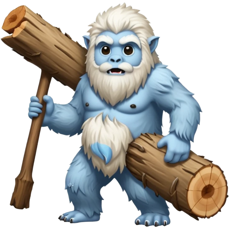 yeti, carrying a big wood emoji