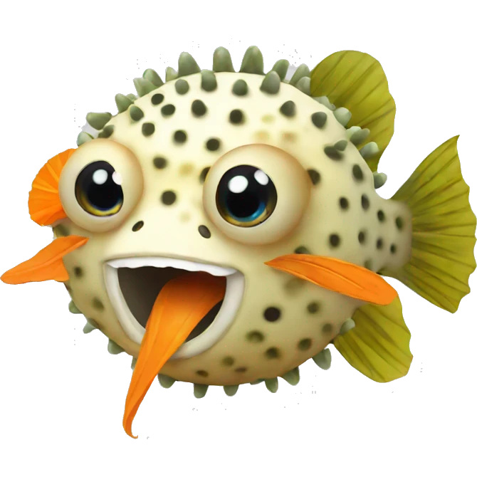 pufferfish with carrot in mouth emoji