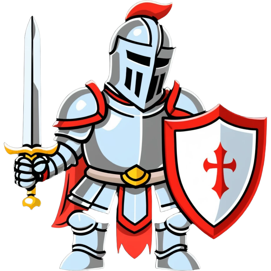 Knight in shining armor with sword and shield emoji