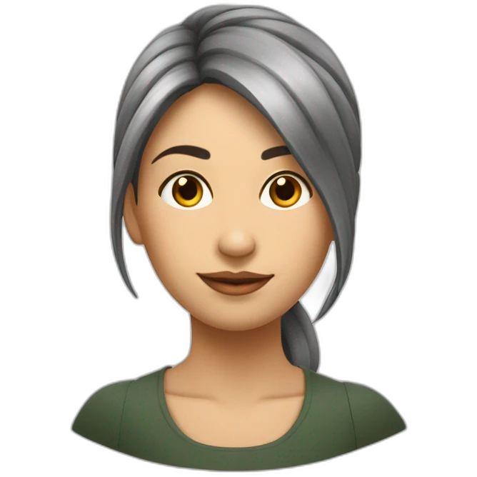 Thayri mujer educadora morena pelo largo y liso con fleco emoji