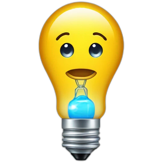 une ampoule avec des yeux mignons emoji