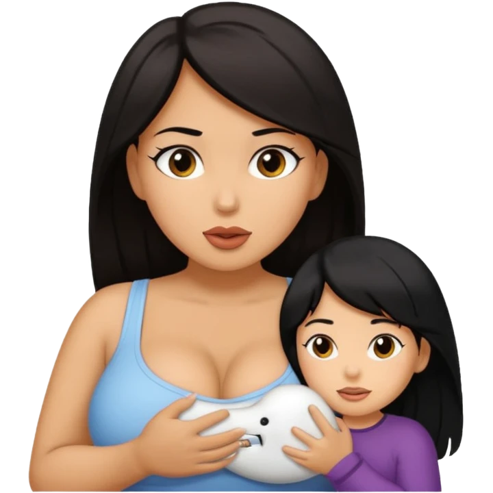 Thick Dark haired girl with big butt and big breasts sucking big white dick from a white male with black hair  emoji