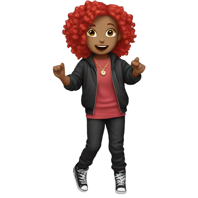 Dancing rap doll with red hair emoji