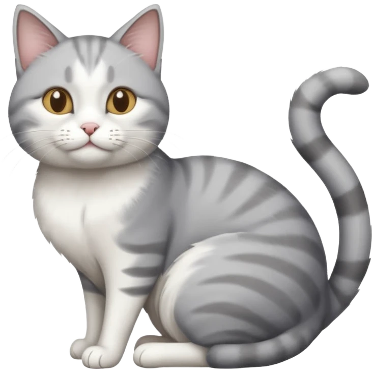 grey and white cat doing a big long stretch emoji